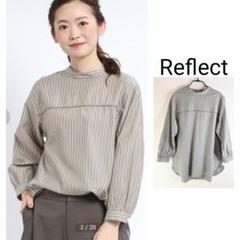 Reflect【洗える】バックボタンストライプブラウス