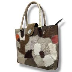 極美品 リザード クロコダイル トートバッグ パッチワーク マルチカラー