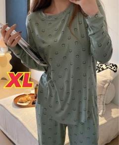 ニコ　スマイル　XL グリーン　ルームウェア　春夏秋　長袖　上下セット　部屋着