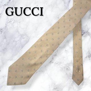 【美品・送料無料】GUCCI グッチ ネクタイ ベージュ系 ブランド ドット柄