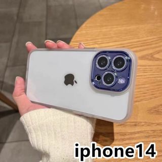 iphone14ケース レンズ保護付き　透明 ホワイト222