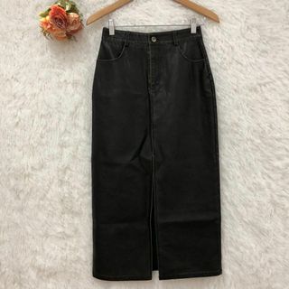 ★ビンテージ★レザースカート【M】スリット入 レトロ used タイト