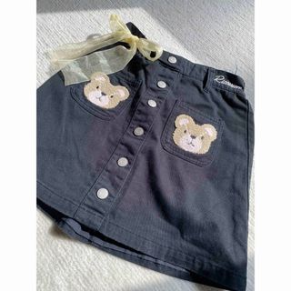 Riccierico クマ刺繍 黒スカート　150cm