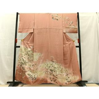 平和屋着物■訪問着　草花文　暈し染め　金銀彩　正絹　逸品　AAAS6574jh